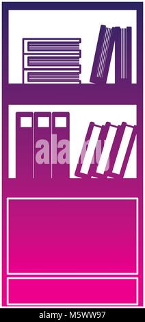 silhouette education bookcase with books and folder documents Stock Vector
