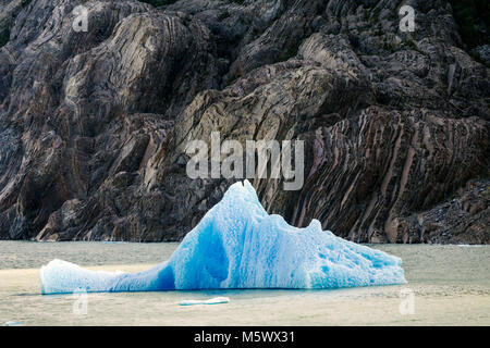 Iceburgs calved from Glaciar Grey float in Lago Grey; Torres del Paine National Park; Chile Stock Photo