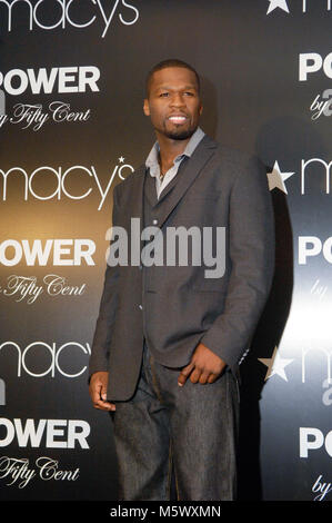 Curtis '50 Cent' Jackson Launches His New Cologne 'Power By 50 Cent' at Macy's in Los Angeles on November 11, 2009. Stock Photo