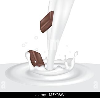 Milk splash with chocolate. vector illustration Stock Vector