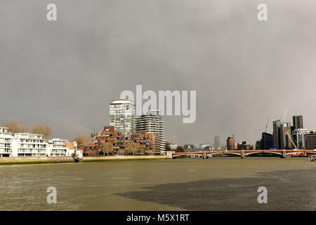 London, UK. 26th Feb, 2018. A view across the river Thames from The Riverside Walk in Vauxhall, South London. Penelope Barritt/Alamy Live News Stock Photo