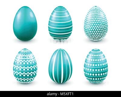 Easter eggs turquoise set. Spring. Holidays in April. Gift. Seasonal celebration.Egg hunt. Sunday. Stock Vector