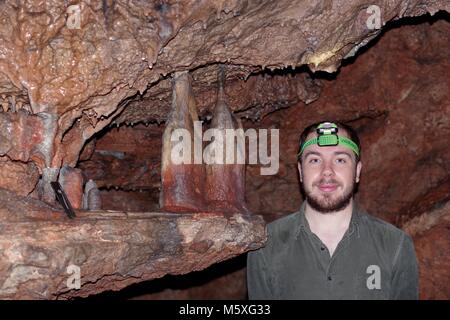 Brixham Cavern, Windmill Hill Bone Cave. An Ancient Monument, Discovered in 1858. Key Bone Evidence of the Antiquity of Man. South Devon, UK. 2017 Stock Photo