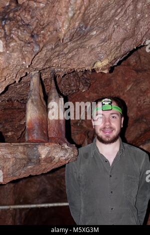 Brixham Cavern, Windmill Hill Bone Cave. An Ancient Monument, Discovered in 1858. Key Bone Evidence of the Antiquity of Man. South Devon, UK. 2017 Stock Photo