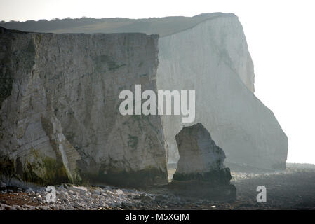 Chalk cliffs in Seaford, UK on a bleak winter morning Stock Photo