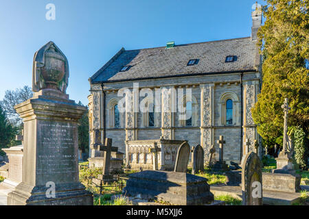 Cemetery Chapel on the Southampton Old Cemetery on a clear winter day, Southampton, Hampshire, England, UK Stock Photo