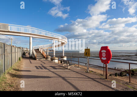 Footbridge, over railway line, leading from the coast to Leigh Cliffs East, Leigh-on-Sea, Southend, Essex, UK.