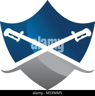 Shield and Two Swords Stock Vector