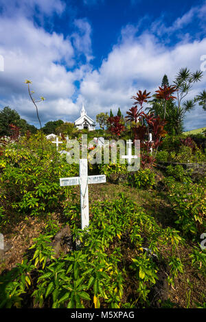 Cemetery at St. Benedict's Painted Church, Captain Cook, The Big Island, Hawaii USA Stock Photo