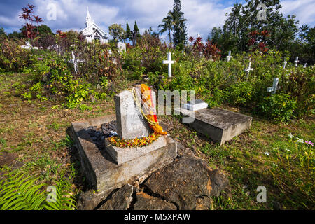 Cemetery at St. Benedict's Painted Church, Captain Cook, The Big Island, Hawaii USA Stock Photo