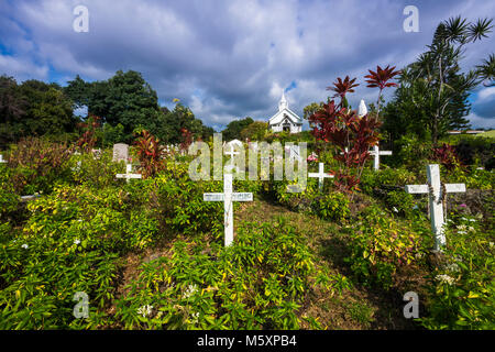 Cemetery at St. Benedict's Painted Church, Captain Cook, The Big Island, Hawaii USA Stock Photo