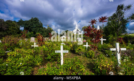 Cemetery at St. Benedict's Painted Church, Captain Cook, The Big Island, Hawaii USA Stock Photo