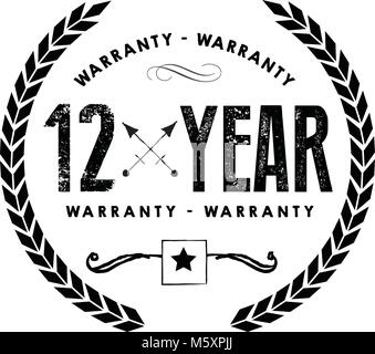 12 years warranty icon vintage rubber stamp guarantee Stock Vector