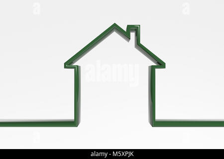 3D house outline. Green efficient house icon. symbol of a house Stock Photo