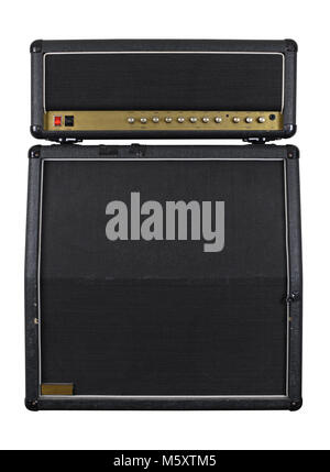 Photograph of the front of a combo guitar amplifier with speaker cabinet. Clipping path included. Stock Photo