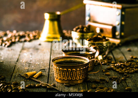 Coffee. Cup of turkish coffee with sugar. Vintage coffee Stock Photo