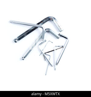 Set of imbus or Allen keys on a white background. Construction or repair tools. Stock Photo