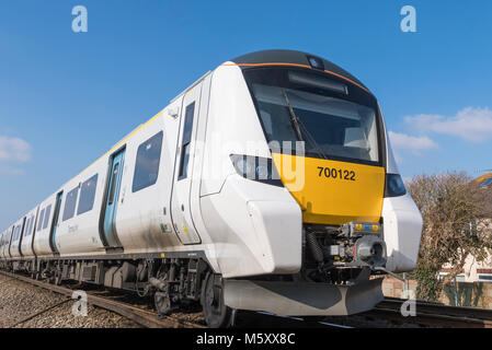 Siemens Class 700 Thameslink electric train, a new hi-tech British train serving the Thameslink network in the South of England, UK. GTR. Govia. Stock Photo