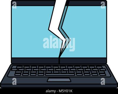 laptop computer broken display Stock Vector