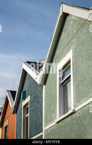 Gables of colourful painted houses in Totterdown, Bristol. Stock Photo