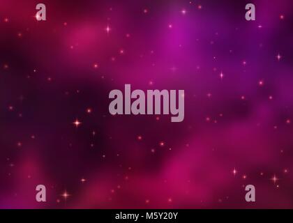 Abstract cosmic pink galaxy background. Colorful nebula, milky way and shining stars. Outer space. Bright colorful cosmos. Sky vector illustration of Universe. Stock Vector
