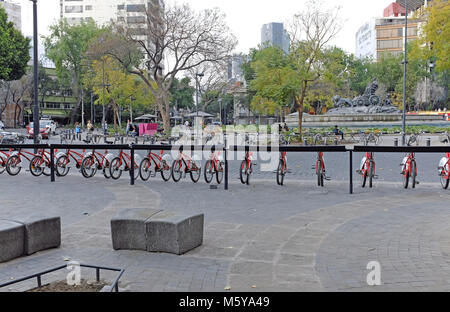 Launched in 2010 in Mexico City, Mexico, the private-public partnership for sustainable transport via the EcoBici bike sharing program expands. Stock Photo