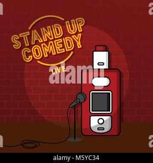 stand up comedy vaporizer theme vector art illustration Stock Vector