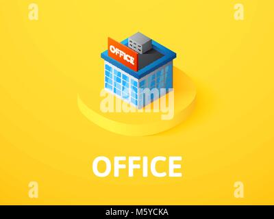 Office isometric icon, isolated on color background Stock Vector
