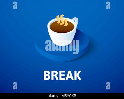Break isometric icon, isolated on color background Stock Vector