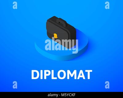 Diplomat isometric icon, isolated on color background Stock Vector