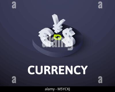 Currency isometric icon, isolated on color background Stock Vector