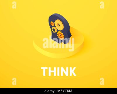 Think isometric icon, isolated on color background Stock Vector