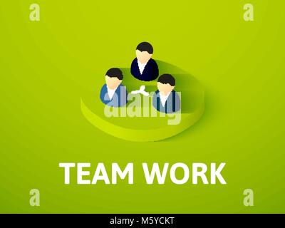 Team work isometric icon, isolated on color background Stock Vector