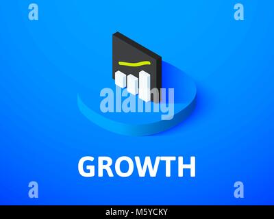Growth isometric icon, isolated on color background Stock Vector