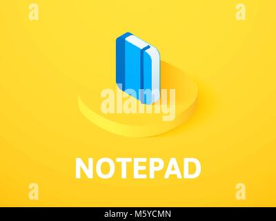 Notepad isometric icon, isolated on color background Stock Vector