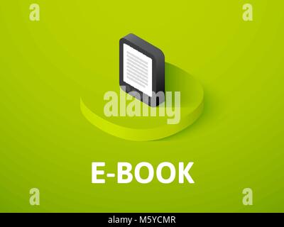 E-Book isometric icon, isolated on color background Stock Vector