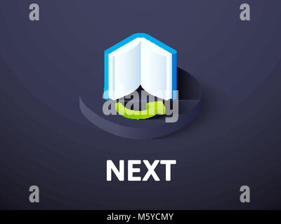 Next isometric icon, isolated on color background Stock Vector