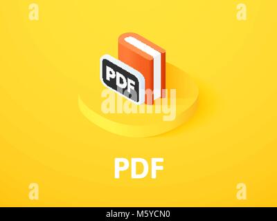 PDF isometric icon, isolated on color background Stock Vector