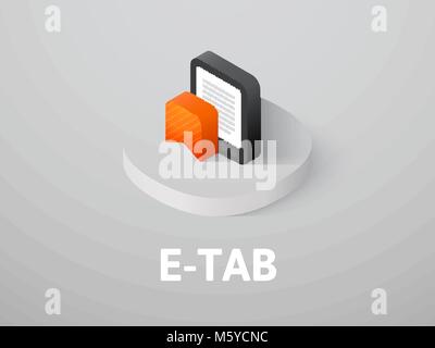 E-Tab isometric icon, isolated on color background Stock Vector