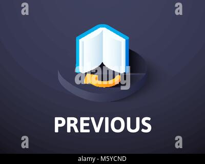 Previous isometric icon, isolated on color background Stock Vector
