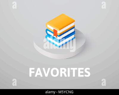 Favorites isometric icon, isolated on color background Stock Vector