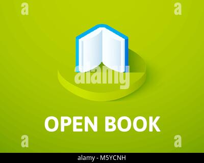 Open book isometric icon, isolated on color background Stock Vector