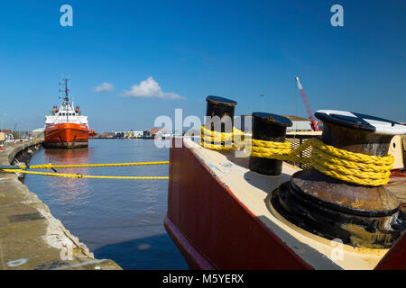 Offshore Supply Ships in Great Yarmouth harbour. Stock Photo