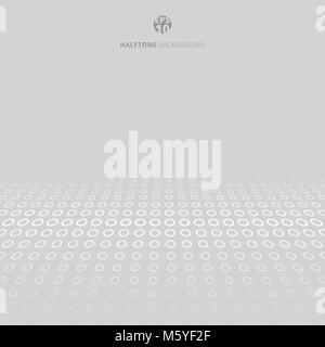 Abstract halftone white border circles perspective on gray background with copy space. Vector illustration Stock Vector