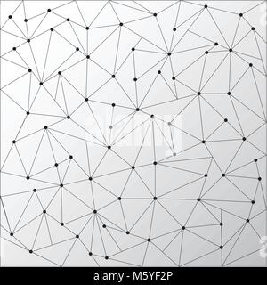 Abstract triangles outlines with dots connect on white background. Technology connection concept. Vector illustration Stock Vector