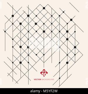 Abstract modern geometric pattern lines black technology texture background. Triangles and circles in nodes. Elements for business design. Stock Vector