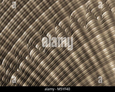 bronze copper geometrical ornament fractal background with spiral patterns Stock Photo