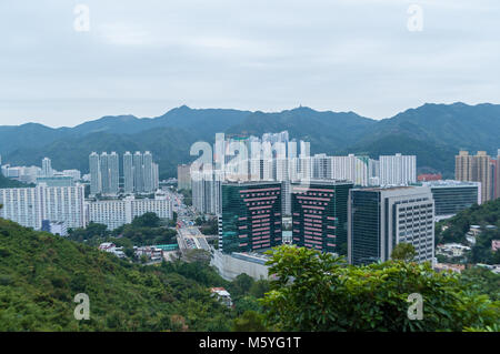City skyscrapers are famous landmarks of Hong Kong. Hong Kong is one of the most densely populated areas in the world. Stock Photo