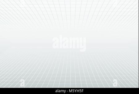 Perspective grid white and grey ethereal background. Vector design minimum concept. Decorative web layout, poster, banner. Aura abstract lines light Stock Vector