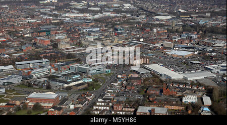 aerial view of Bolton town centre from the south, Greater Manchester, UK Stock Photo